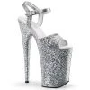 Pleaser Direct Infinity 910LG Silver Glitter Platforms