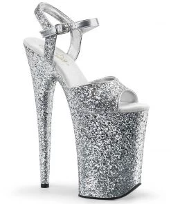 Pleaser Direct Infinity 910LG Silver Glitter Platforms
