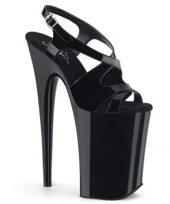 Pleaser Direct Infinity 930 Black Patent Strappy Platforms Platform Shoes