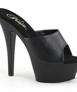 Pleaser Direct Kiss 201 Black Faux Leather Platform Heels