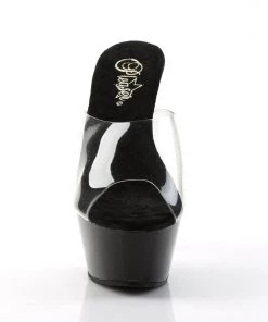 Pleaser Direct Larger Size Shoes Kiss 201 Black And Clear Platform Heels
