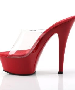 Pleaser Direct Kiss 201 Red And Clear Platforms
