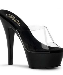 Pleaser Direct Larger Size Shoes Kiss 201 Black And Clear Platform Heels