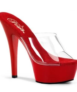 Pleaser Direct Kiss 201 Red And Clear Platforms