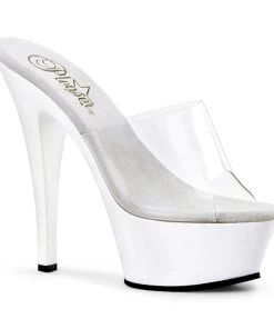 Pleaser Direct Larger Size Shoes Kiss 201 White And Clear Platform Heels