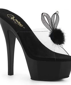 Pleaser Direct Platform Shoes Kiss 201 Black Bunny Platform Heels