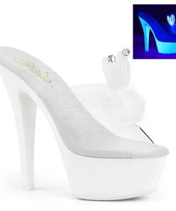 Pleaser Direct Kiss 201 White Neon Bunny Platform Heels Platform Shoes