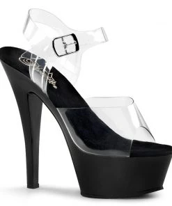Pleaser Direct Larger Size Shoes Kiss 208 Black And Clear Platforms
