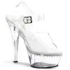 Pleaser Direct Larger Size Shoes Kiss 208LS Clear And Rhinestone Platform Heels