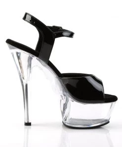 Pleaser Direct Kiss 209 Black And Clear Platform Heels Larger Size Shoes