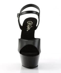 Pleaser Direct Larger Size Shoes Kiss 209 Black Leather Platform Heels