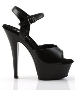 Pleaser Direct Larger Size Shoes Kiss 209 Black Leather Platform Heels