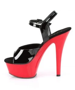 Pleaser Direct Kiss 209 Black Patent And Red Platforms Larger Size Shoes