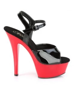 Pleaser Direct Kiss 209 Black Patent And Red Platforms Larger Size Shoes