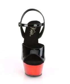 Pleaser Direct Kiss 209 Black Patent And Red Chrome Platforms