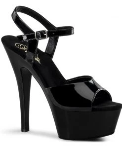 Pleaser Direct Kiss 209 Black Patent Platform Heels Larger Size Shoes