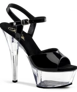 Pleaser Direct Kiss 209 Black And Clear Platform Heels Larger Size Shoes