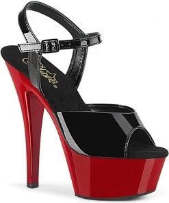 Pleaser Direct Kiss 209 Black Patent And Red Platforms Larger Size Shoes