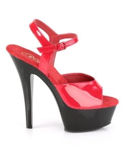 Pleaser Direct Kiss 209 Red Patent And Black Platforms Larger Size Shoes