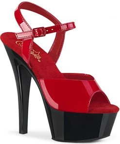 Pleaser Direct Kiss 209 Red Patent And Black Platforms Larger Size Shoes
