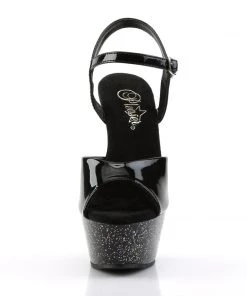 Pleaser Direct Kiss 209MG Black Glitter Platform Heels Larger Size Shoes