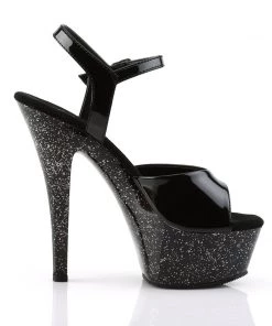 Pleaser Direct Kiss 209MG Black Glitter Platform Heels Larger Size Shoes