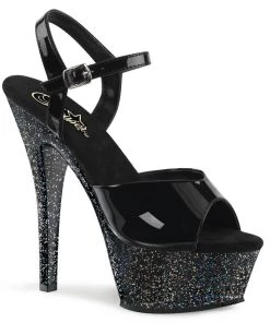 Pleaser Direct Kiss 209MG Black Glitter Platform Heels Larger Size Shoes