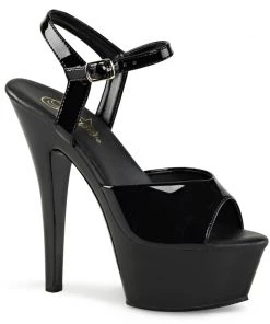 Pleaser Direct Kiss 209 Black Vegan Leather Platform Heels