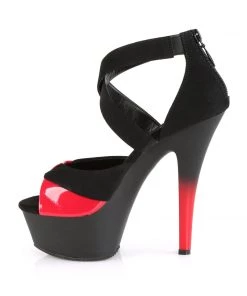 Pleaser Direct Platform Shoes Kiss 221 Black And Red Vegan Platform Heels