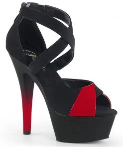 Pleaser Direct Platform Shoes Kiss 221 Black And Red Vegan Platform Heels