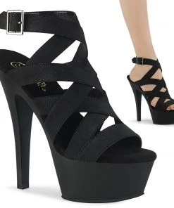 Pleaser Larger Size Shoes KISS 241 Black Vegan 6" - 6 1/2" Heel