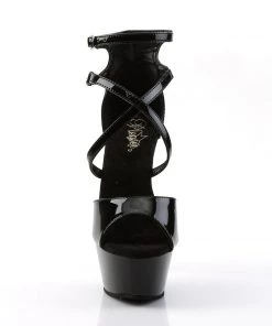 Pleaser Direct Larger Size Shoes Kiss 254 Black Strappy Platform Heels