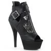 Pleaser Direct Platform Shoes Kiss 257 Black Faux Leather & Lace Vegan Platform Heels