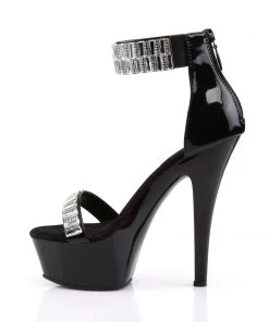 Pleaser Direct Larger Size Shoes Kiss 269 Black And Silver Rhinestones Platform Heels