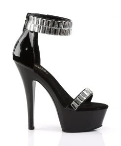 Pleaser Direct Larger Size Shoes Kiss 269 Black And Silver Rhinestones Platform Heels