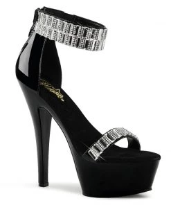 Pleaser Direct Larger Size Shoes Kiss 269 Black And Silver Rhinestones Platform Heels