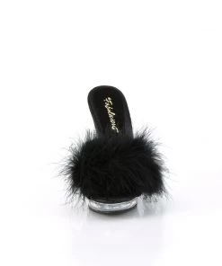 Pleaser Direct Larger Size Shoes Lip 101-8 Black Furry Sandals