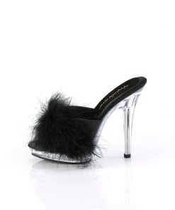 Pleaser Direct Larger Size Shoes Lip 101-8 Black Furry Sandals