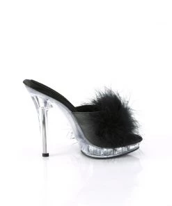 Pleaser Direct Larger Size Shoes Lip 101-8 Black Furry Sandals