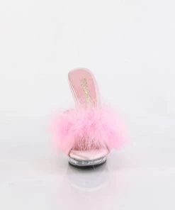Pleaser Direct Lip 101-8 Pink Furry Sandals