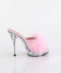 Pleaser Direct Lip 101-8 Pink Furry Sandals