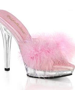 Pleaser Direct Lip 101-8 Pink Furry Sandals