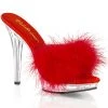 Pleaser Direct Lip 101-8 Red Furry Sandals Larger Size Shoes