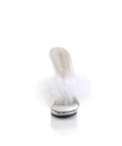 Pleaser Direct Lip 101-8 White Furry Sandals Larger Size Shoes