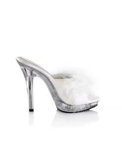 Pleaser Direct Lip 101-8 White Furry Sandals Larger Size Shoes