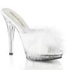 Pleaser Direct Lip 101-8 White Furry Sandals Larger Size Shoes