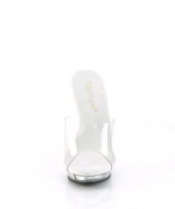 Pleaser Direct Lip 101 Clear And Silver Glitter Sandals Larger Size Shoes