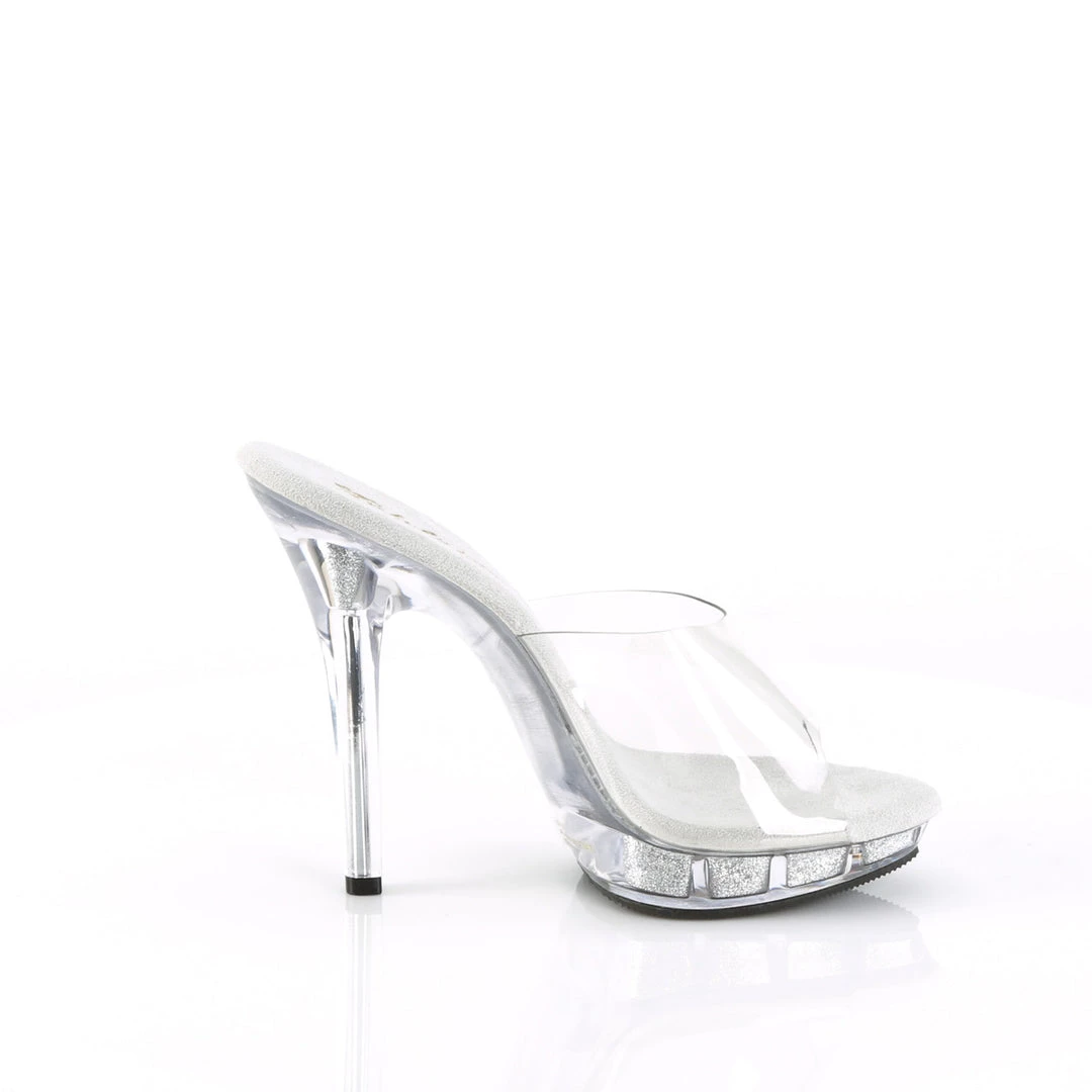 Pleaser Direct Lip 101 Clear And Silver Glitter Sandals Larger Size Shoes 5 Pleaser Direct Lip 101 Clear And Silver Glitter Sandals Larger Size Shoes