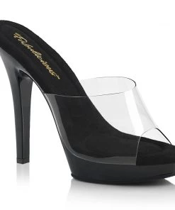 Pleaser Direct Lip 101 Black And Clear Sandals