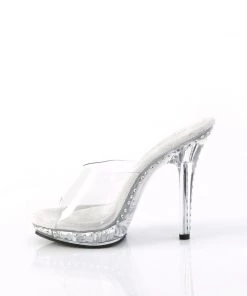 Pleaser Direct Larger Size Shoes Lip 101LS Clear Sandals With Rhinestones